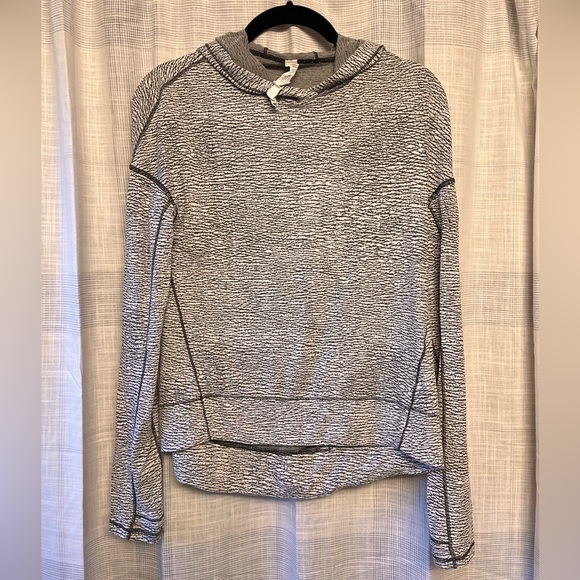 Lululemon Squad Goals Hoodie Sheer Luon Pebble Jacquard White Black Pullover 2 - Picture 2 of 10
